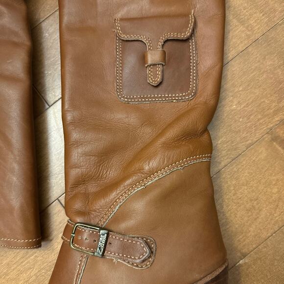 Zodiac Brown Leather Knee High Boots Block Heel Utility Pocket Y2K 2000s 5M main image 8